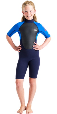 2026 C-Skins Junior Element 3/2mm Back Zip Shorty Wetsuit C-EL32SHJ - Slate / Cyan / Multi